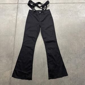Almost Famous Pants Womens 5 Black Flare Bell Bottom Raw Hem Suspender Strap